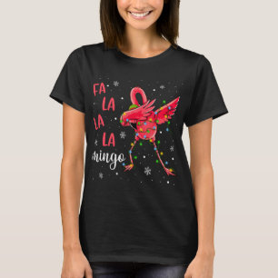 Flamingo Christmas Lights Funny Xmas Santa Hat Ani T-Shirt