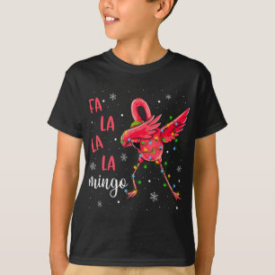 Flamingo Christmas Lights Funny Xmas Santa Hat Ani T-Shirt