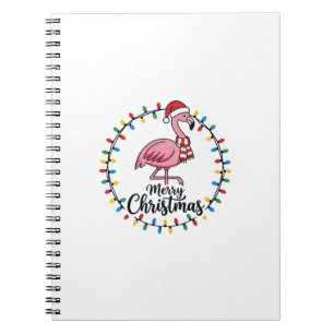 Flamingo Christmas Lights Holiday Notebook