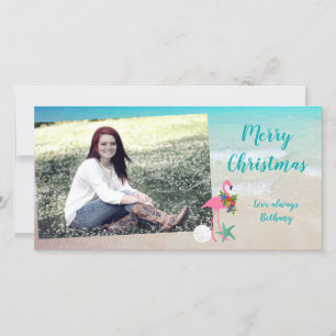 Flamingo Christmas Long Glossy Photo Card