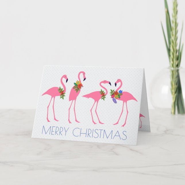 Flamingo Christmas n New Year Message Holiday Card (Front)