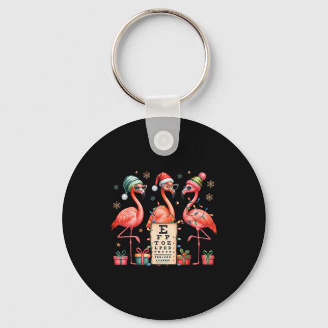 Flamingo Christmas Optometry Ophthalmologist Eye D Keychain (Front)