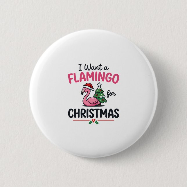 Flamingo Christmas Quote Vector 2 Inch Round Button (Front)