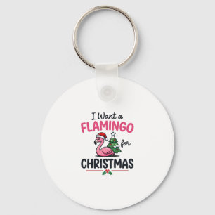 Flamingo Christmas Quote Vector Keychain