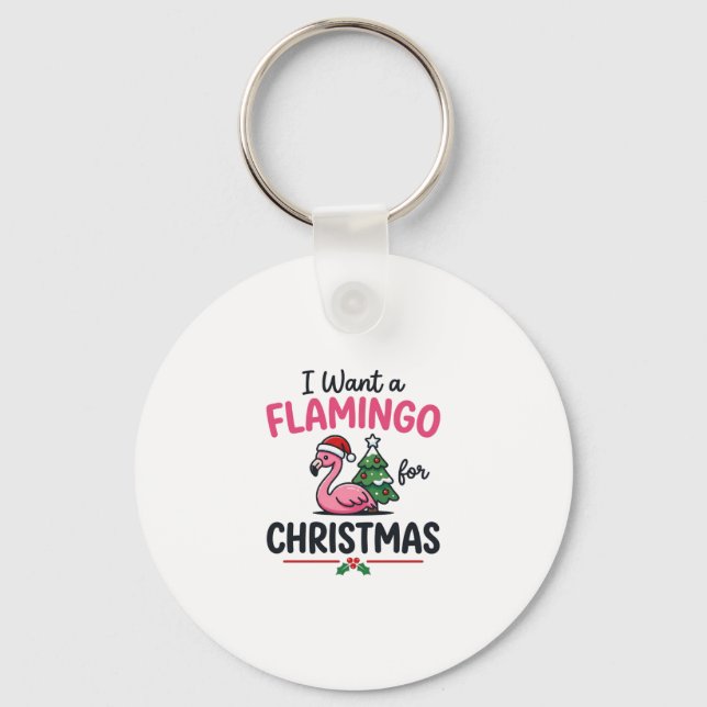 Flamingo Christmas Quote Vector Keychain (Front)