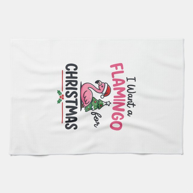Flamingo Christmas Quote Vector Kitchen Towel (Horizontal)