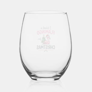 Flamingo Christmas Quote Vector Stemless Wine Glass