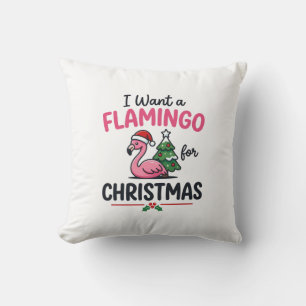 Flamingo Christmas Quote Vector Throw Pillow