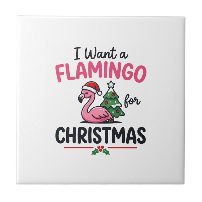 Flamingo Christmas Quote Vector Tile (Front)