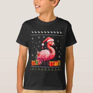 Flamingo Christmas Santa Hat Ugly Christmas Sweate T-Shirt