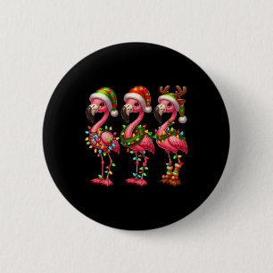 Flamingo Christmas Sarcastic Xmas Lights Flamingo  2 Inch Round Button