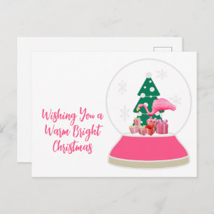 Flamingo Christmas Snowglobe Beach Christmas Postcard