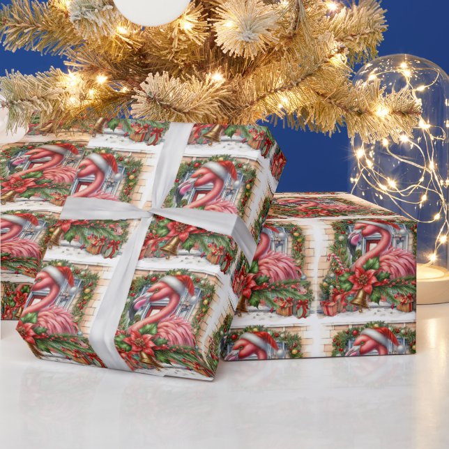 Flamingo Christmas themed  Wrapping Paper (Holidays)