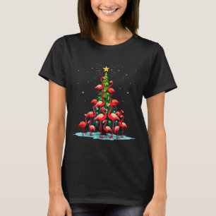 Flamingo Christmas Tree Funny Nkie Holiday Flaming T-Shirt