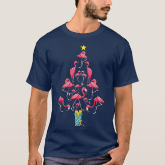Flamingo Christmas Tree Gifts Celebration New Year T-Shirt