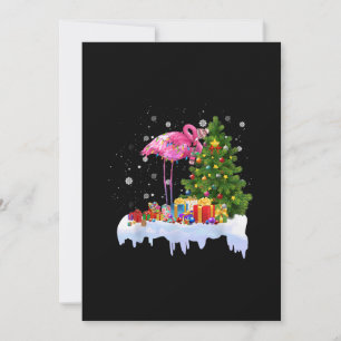 Flamingo Christmas Tree Lights Holiday Card