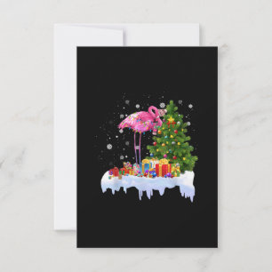 Flamingo Christmas Tree Lights RSVP Card