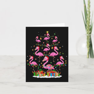 Flamingo Christmas Tree Lights Santa Hat Nk Flamin Card