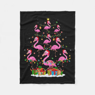 Flamingo Christmas Tree Lights Santa Hat Nk Flamin Fleece Blanket