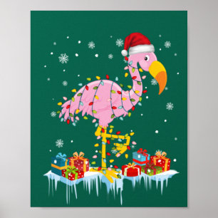 Flamingo Christmas Tree Lights T-Shirt X-Mas Ornam Poster