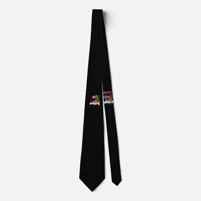 Flamingo Christmas Tree Lights Tie (Front)