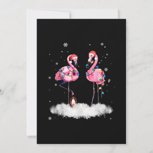 Flamingo Christmas Tree Santa Hat Light Save The Date