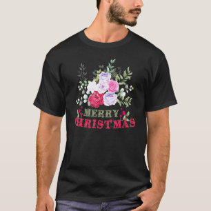 Flamingo Christmas Tree Santa Hat Xmas Light Merry T-Shirt