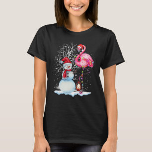 Flamingo Christmas Tree Snowman Santa Hat Flamingo T-Shirt