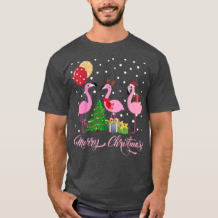 Flamingo Christmas Tree Xmas Light Merry Christmas T-Shirt