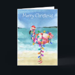 Flamingo Christmas Tropical Beach Card<br><div class="desc">This design may be personalized in the area provided by changing the photo and/or text. Or it can be customized by clicking Personalize this Template and then choosing the click to customize further option and delete or change the colour of the background, add text, change the text colour or style,...</div>