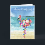 Flamingo Christmas Tropical Beach Card<br><div class="desc">This design may be personalized in the area provided by changing the photo and/or text. Or it can be customized by clicking Personalize this Template and then choosing the click to customize further option and delete or change the colour of the background, add text, change the text colour or style,...</div>