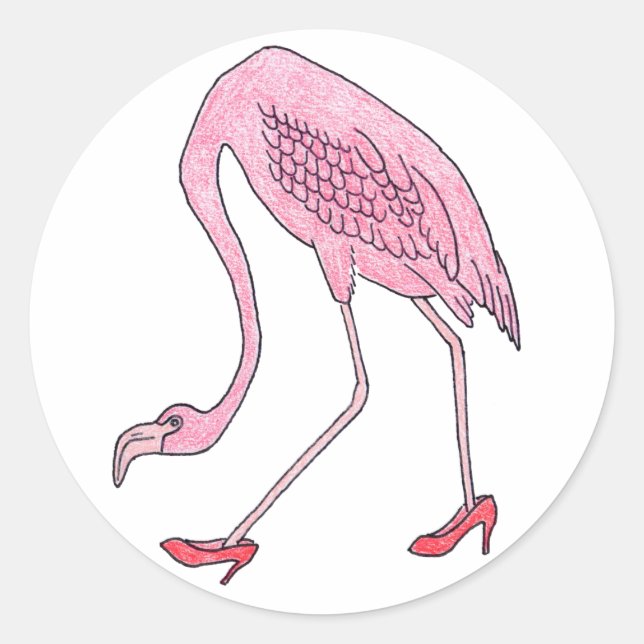 flamingo classic round sticker (Front)