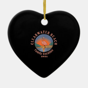 Flamingo Clearwater Beach Flamingo Vacation 2021 Ceramic Ornament