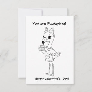 flamingo Coloring  card Classroom Valentine 