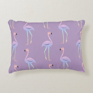 Flamingo colourful rainbow bird. Beautiful seamles Accent Pillow
