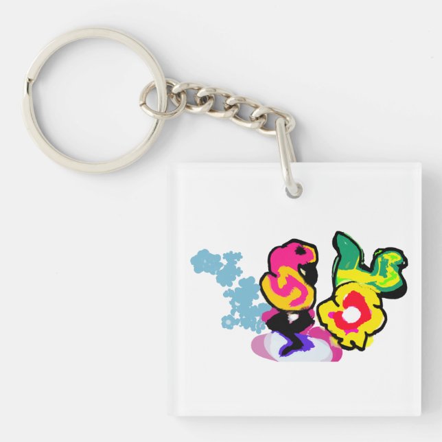 Flamingo cool dance  keychain (Front)