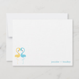 Flamingo Couple Custom Flat Thank You Notes Invitation
