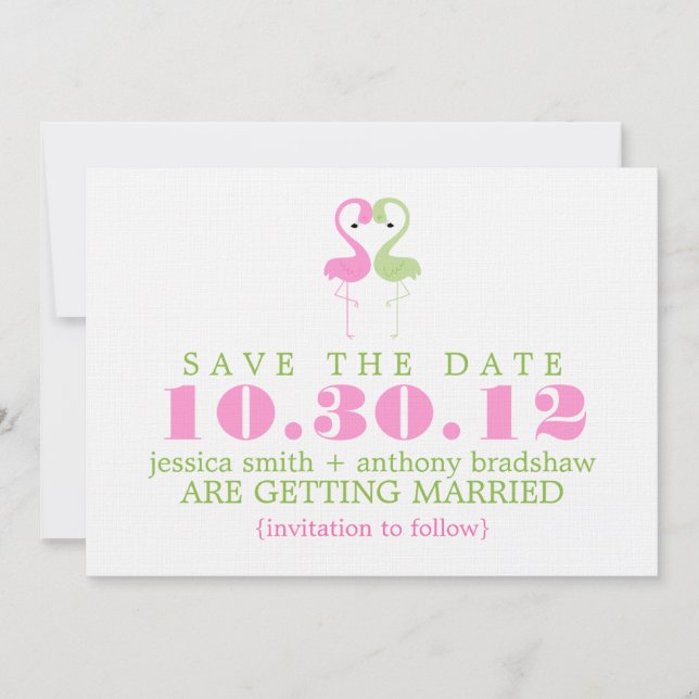 Flamingo Couple Wedding Save the Date Invitation (Front)