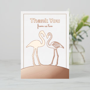 Flamingo Couple Wedding Thank You Flat Foil Card