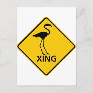 Flamingo Crossing Highway Sign Postcard