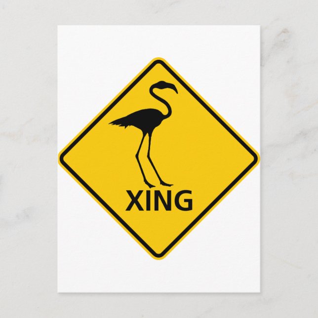 Flamingo Crossing Highway Sign Postcard (Front)