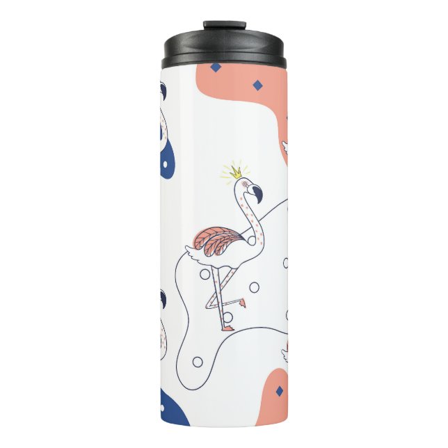 Flamingo Crown: Abstract Vintage Seamless. Thermal Tumbler (Front)