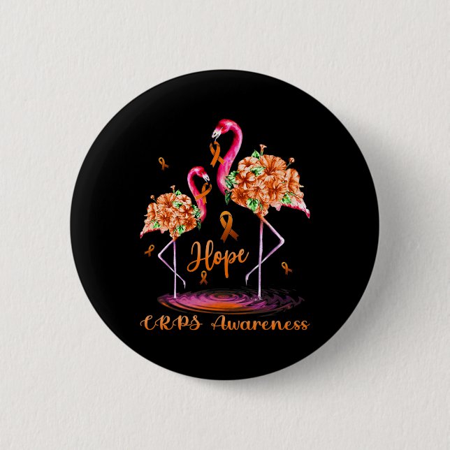 Flamingo Crps Awareness  2 Inch Round Button (Front)