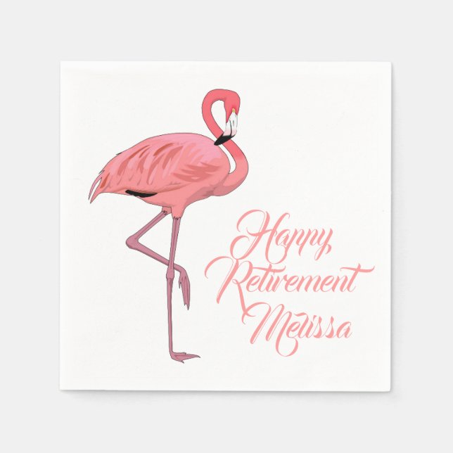 Flamingo Custom Retirement Party  Napkin (Front)