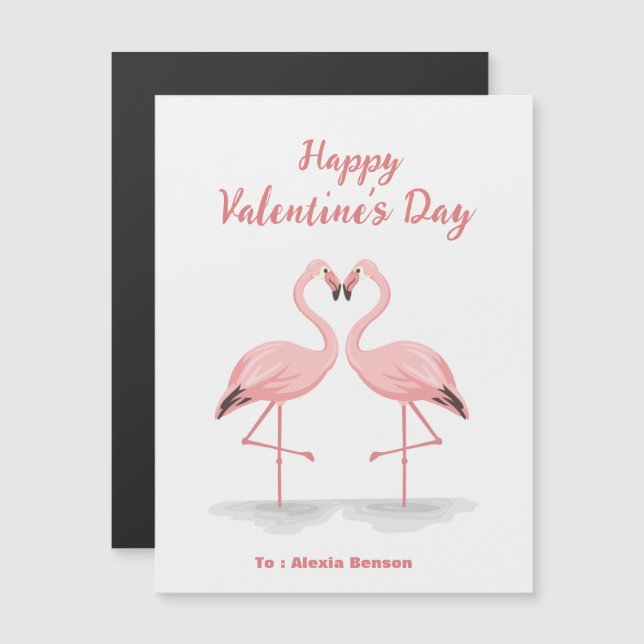 Flamingo Custom Valentine Magnetic Card (Front/Back)