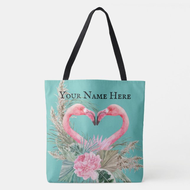Flamingo Customizable Tropics Tote Bag (Front)