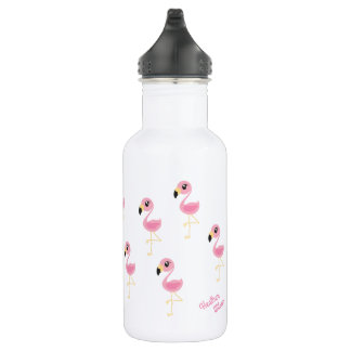 Flamingo Cute Kids Water Bottle with Name