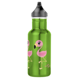 Flamingo Cute Kids Water Bottle with Name