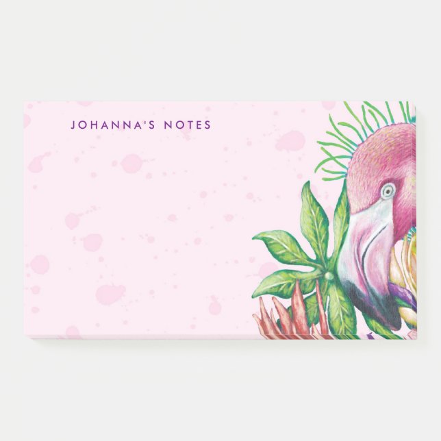 Flamingo Cute Pink Floral Bird Post-it Notes (Front)