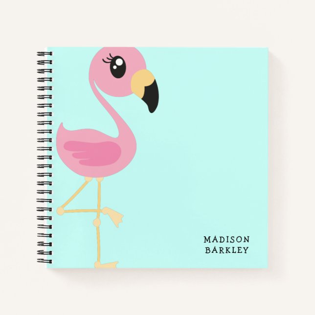 Flamingo Cute Tropical Kids Notebook (Front)